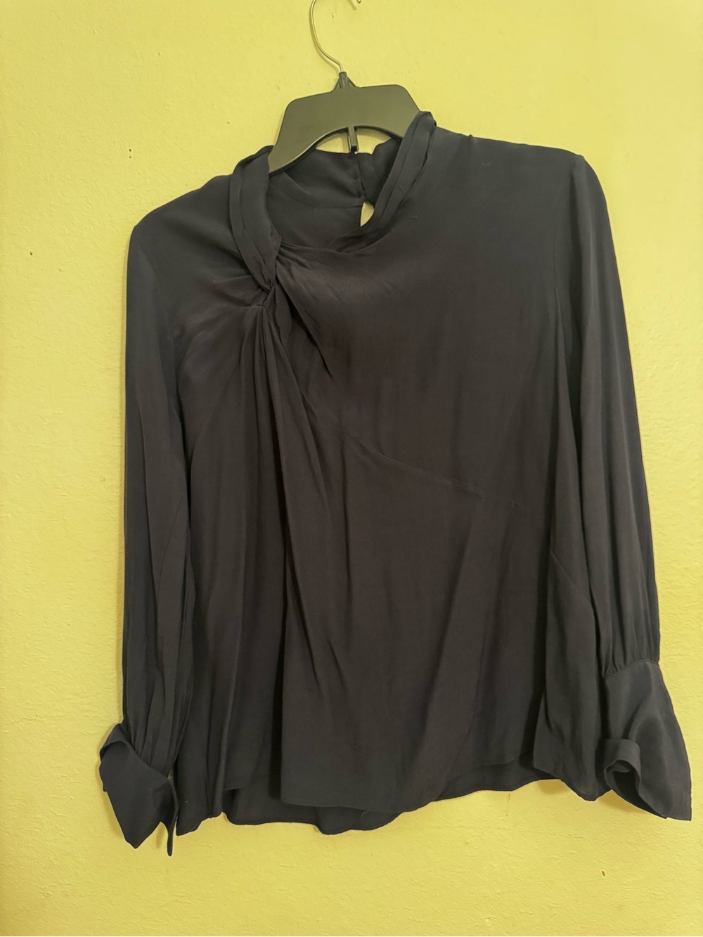 Habitual Navy Twist-Detail Long Sleeve Blouse